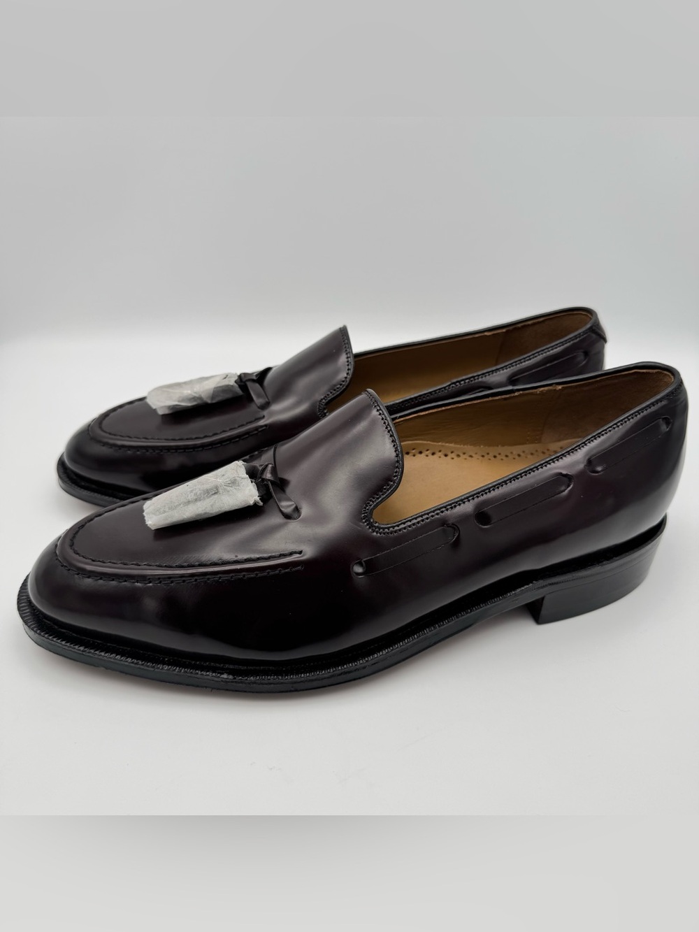 Johnston & Murphy Men's 8 D/B Burgundy Leather Tassel Loafers Dress Shoes NWOB